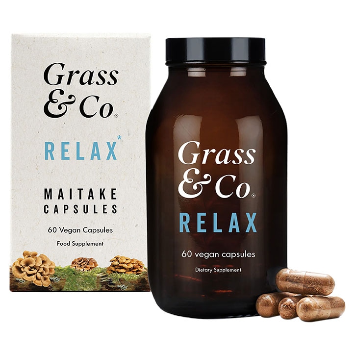 Grass & Co. RELAX Maitake Mushrooms with Ashwagandha + Magnesium 60 Vegan Capsules